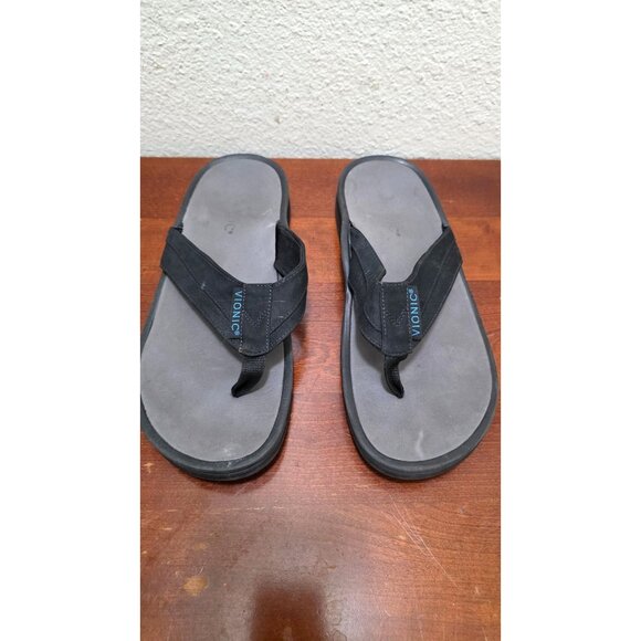 Vionic Men's Black Thong Flip Flops With Arch Support Size 10 - Picture 2 of 8